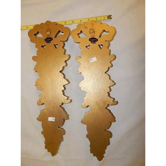 Syroco MCM Hollywood Regency Gold Gilt Fruit Vertical Garland Wall Decor S2 Wood - Picture 5 of 6